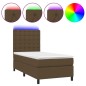 vidaXL Boxspringbett mit Matratze & LED Dunkelbraun 90x190 cm Stoff vidaXL Boxspringbett mit Matratze & LED Dunkelbraun 90x190 cm Stoff
