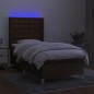 vidaXL Boxspringbett mit Matratze & LED Dunkelbraun 90x190 cm Stoff vidaXL Boxspringbett mit Matratze & LED Dunkelbraun 90x190 cm Stoff