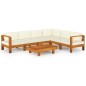 7-tlg. Garten-Lounge-Set mit Creme Auflagen Massivholz Akazie 7-tlg. Garten-Lounge-Set mit Creme Auflagen Massivholz Akazie
