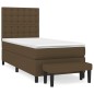 vidaXL Boxspringbett mit Matratze Dunkelbraun 90x190 cm Stoff vidaXL Boxspringbett mit Matratze Dunkelbraun 90x190 cm Stoff