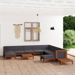 vidaXL 12-tlg. Garten-Lounge-Set mit Kissen Akazie Massivholz