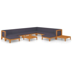 vidaXL 12-tlg. Garten-Lounge-Set mit Kissen Akazie Massivholz