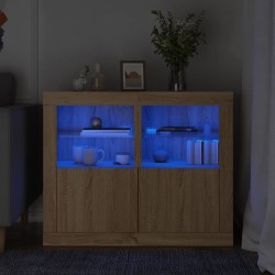 vidaXL Beistellschränke mit LED-Leuchten 2 Stk. Sonoma Eiche