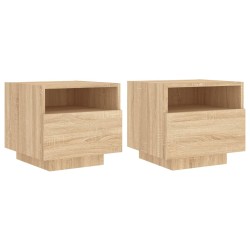 vidaXL Nachttische mit LED-Leuchten 2 Stk. Sonoma Eiche 40x39x37 cm