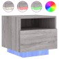 vidaXL Nachttisch mit LED-Leuchten Grau Sonoma 40x39x37 cm vidaXL Nachttisch mit LED-Leuchten Grau Sonoma 40x39x37 cm
