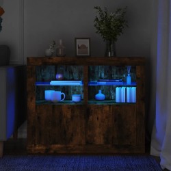 vidaXL Beistellschränke mit LED-Leuchten 2 Stk. Räuchereiche