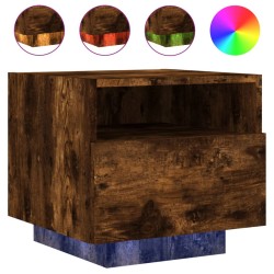 vidaXL Nachttisch mit LED-Leuchten Räuchereiche 40x39x37 cm