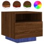 vidaXL Nachttisch mit LED-Leuchten Braun Eichen-Optik 40x39x37 cm vidaXL Nachttisch mit LED-Leuchten Braun Eichen-Optik 40x39x37 cm