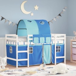 vidaXL Kinderhochbett mit Tunnel Blau 90x200 cm Massivholz Kiefer