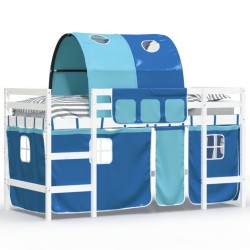 vidaXL Kinderhochbett mit Tunnel Blau 90x200 cm Massivholz Kiefer
