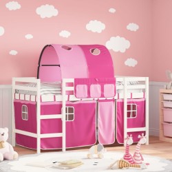 vidaXL Kinderhochbett mit Tunnel Rosa 90x200 cm Massivholz Kiefer