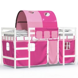 vidaXL Kinderhochbett mit Tunnel Rosa 90x200 cm Massivholz Kiefer