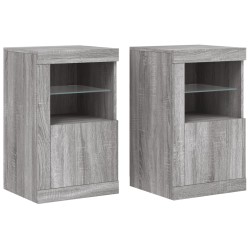vidaXL Beistellschränke mit LED-Leuchten 2 Stk. Grau Sonoma