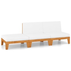 vidaXL 3-tlg. Garten-Lounge-Set mit Kissen Massivholz Akazie
