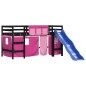 vidaXL Kinderhochbett mit Vorhängen Rosa 90x200 cm Massivholz Kiefer vidaXL Kinderhochbett mit Vorhängen Rosa 90x200 cm Massivholz Kiefer
