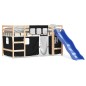 vidaXL Kinderhochbett mit Vorhängen Weiß Schwarz 90x200 cm Kiefernholz vidaXL Kinderhochbett mit Vorhängen Weiß Schwarz 90x200 cm Kiefernholz