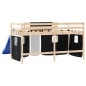 vidaXL Kinderhochbett mit Vorhängen Weiß Schwarz 90x200 cm Kiefernholz vidaXL Kinderhochbett mit Vorhängen Weiß Schwarz 90x200 cm Kiefernholz