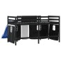 vidaXL Kinderhochbett mit Vorhängen Weiß Schwarz 90x200 cm Kiefernholz vidaXL Kinderhochbett mit Vorhängen Weiß Schwarz 90x200 cm Kiefernholz