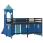 vidaXL Kinderhochbett mit Turm Blau 90x200 cm Massivholz Kiefer vidaXL Kinderhochbett mit Turm Blau 90x200 cm Massivholz Kiefer