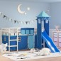 vidaXL Kinderhochbett mit Turm Blau 90x190 cm Massivholz Kiefer vidaXL Kinderhochbett mit Turm Blau 90x190 cm Massivholz Kiefer