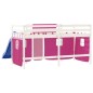 vidaXL Kinderhochbett mit Vorhängen Rosa 80x200 cm Massivholz Kiefer vidaXL Kinderhochbett mit Vorhängen Rosa 80x200 cm Massivholz Kiefer
