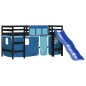 vidaXL Kinderhochbett mit Vorhängen Blau 80x200 cm Massivholz Kiefer vidaXL Kinderhochbett mit Vorhängen Blau 80x200 cm Massivholz Kiefer