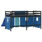 vidaXL Kinderhochbett mit Vorhängen Blau 80x200 cm Massivholz Kiefer vidaXL Kinderhochbett mit Vorhängen Blau 80x200 cm Massivholz Kiefer