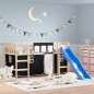 vidaXL Kinderhochbett mit Vorhängen Weiß und Schwarz Massivholz Kiefer vidaXL Kinderhochbett mit Vorhängen Weiß und Schwarz Massivholz Kiefer