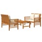 vidaXL 3-tlg. Garten-Lounge-Set mit Kissen Massivholz Akazie