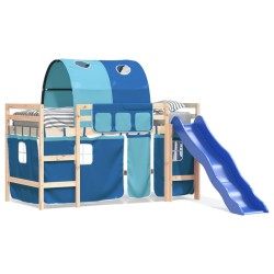 vidaXL Kinderhochbett mit Tunnel Blau 90x200 cm Massivholz Kiefer