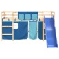 vidaXL Kinderhochbett mit Vorhängen Blau 80x200 cm Massivholz Kiefer vidaXL Kinderhochbett mit Vorhängen Blau 80x200 cm Massivholz Kiefer