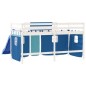 vidaXL Kinderhochbett mit Vorhängen Blau 90x190 cm Massivholz Kiefer vidaXL Kinderhochbett mit Vorhängen Blau 90x190 cm Massivholz Kiefer