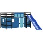 vidaXL Kinderhochbett mit Vorhängen Blau 90x200 cm Massivholz Kiefer vidaXL Kinderhochbett mit Vorhängen Blau 90x200 cm Massivholz Kiefer