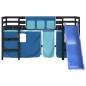 vidaXL Kinderhochbett mit Vorhängen Blau 90x200 cm Massivholz Kiefer vidaXL Kinderhochbett mit Vorhängen Blau 90x200 cm Massivholz Kiefer