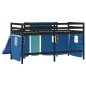 vidaXL Kinderhochbett mit Vorhängen Blau 90x200 cm Massivholz Kiefer vidaXL Kinderhochbett mit Vorhängen Blau 90x200 cm Massivholz Kiefer