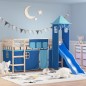 vidaXL Kinderhochbett mit Turm Blau 90x200 cm Massivholz Kiefer vidaXL Kinderhochbett mit Turm Blau 90x200 cm Massivholz Kiefer