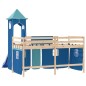 vidaXL Kinderhochbett mit Turm Blau 90x200 cm Massivholz Kiefer vidaXL Kinderhochbett mit Turm Blau 90x200 cm Massivholz Kiefer