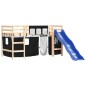 vidaXL Kinderhochbett mit Vorhängen Weiß Schwarz 90x190 cm Kiefernholz vidaXL Kinderhochbett mit Vorhängen Weiß Schwarz 90x190 cm Kiefernholz