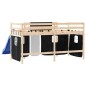 vidaXL Kinderhochbett mit Vorhängen Weiß Schwarz 90x190 cm Kiefernholz vidaXL Kinderhochbett mit Vorhängen Weiß Schwarz 90x190 cm Kiefernholz