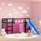 vidaXL Kinderhochbett mit Vorhängen Rosa 80x200 cm Massivholz Kiefer vidaXL Kinderhochbett mit Vorhängen Rosa 80x200 cm Massivholz Kiefer