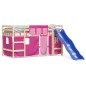vidaXL Kinderhochbett mit Vorhängen Rosa 90x190 cm Massivholz Kiefer vidaXL Kinderhochbett mit Vorhängen Rosa 90x190 cm Massivholz Kiefer