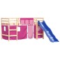 vidaXL Kinderhochbett mit Vorhängen Rosa 90x190 cm Massivholz Kiefer vidaXL Kinderhochbett mit Vorhängen Rosa 90x190 cm Massivholz Kiefer