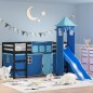 vidaXL Kinderhochbett mit Turm Blau 90x190 cm Massivholz Kiefer vidaXL Kinderhochbett mit Turm Blau 90x190 cm Massivholz Kiefer
