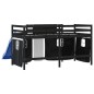vidaXL Kinderhochbett mit Vorhängen Weiß und Schwarz Massivholz Kiefer vidaXL Kinderhochbett mit Vorhängen Weiß und Schwarz Massivholz Kiefer