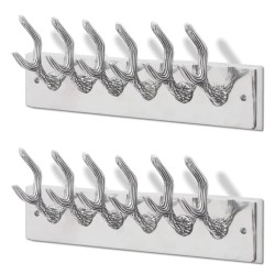 vidaXL Garderobenleisten 2 Stk. Silbern Aluminium 