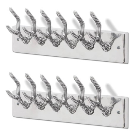 vidaXL Garderobenleisten 2 Stk. Silbern Aluminium 
