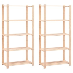  vidaXL Lagerregale 5 Böden 2 Stk. 80×38×170cm Kiefer Massivholz 250kg