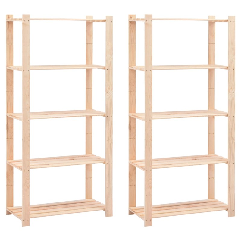 vidaXL Lagerregale 5 Böden 2 Stk. 80×38×170cm Kiefer Massivholz 250kg vidaXL Lagerregale 5 Böden 2 Stk. 80×38×170cm Kiefer Massivholz 250kg