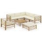 8-tlg. Garten-Lounge-Set mit Cremeweißen Kissen Bambus 8-tlg. Garten-Lounge-Set mit Cremeweißen Kissen Bambus