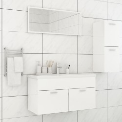vidaXL Badmöbel-Set Hochglanz-Weiß Holzwerkstoff
